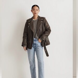 NEW Madewell Distressed Leather Oversized Motorcycle Jacket